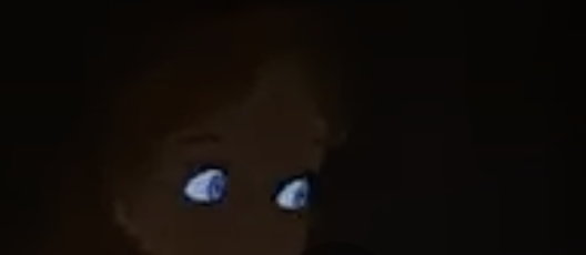 the image is dark except for two white ovals with blue dots 